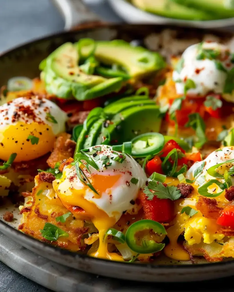 Loaded Hash Browns with Scrambled Eggs