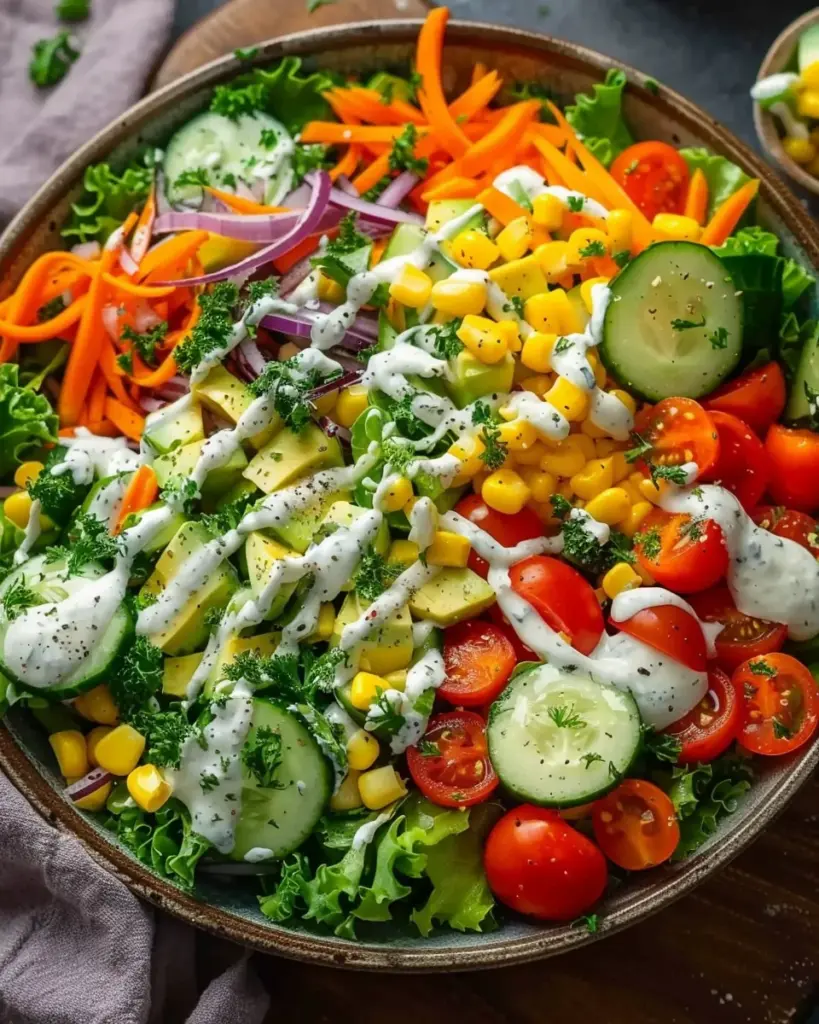 Zesty Divorce Salad with Crunchy Vegetables and Creamy Dressing