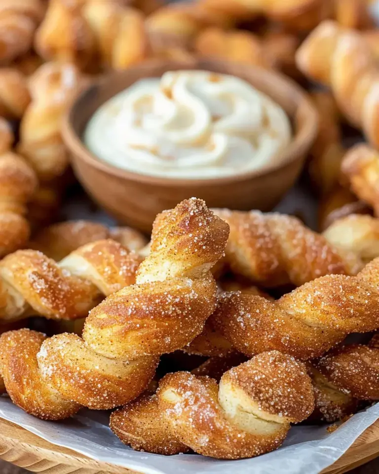 Air Fryer Cinnamon Sugar Twists With Cream Cheese Dip