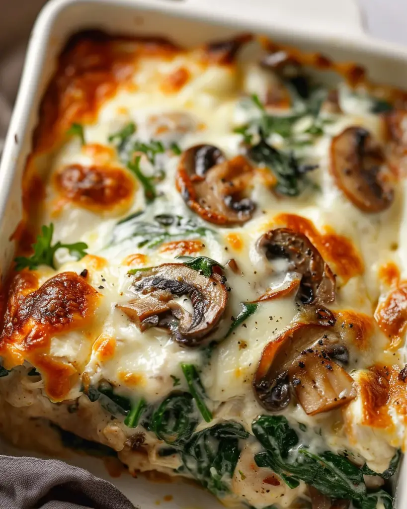 Chicken Spinach & Mushroom Low Carb Oven Dish