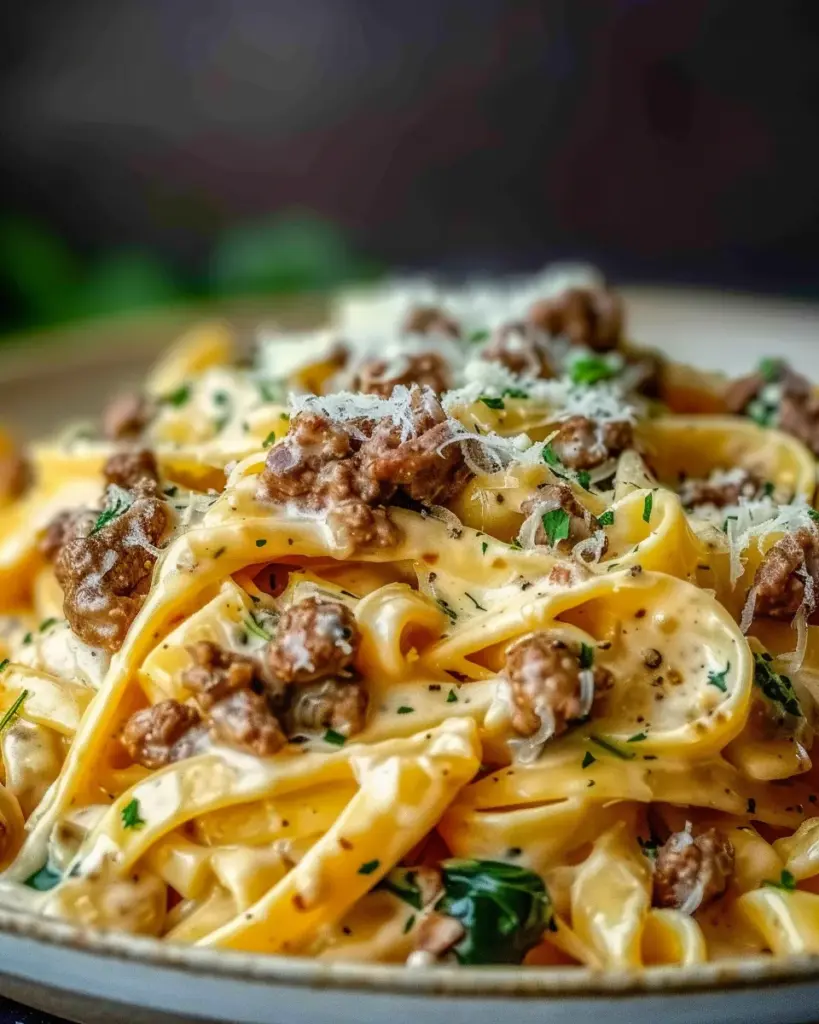 High Protein Creamy Beef Pasta