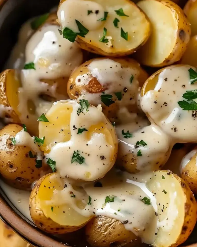 Creamy Garlic Sauce Baby Potatoes