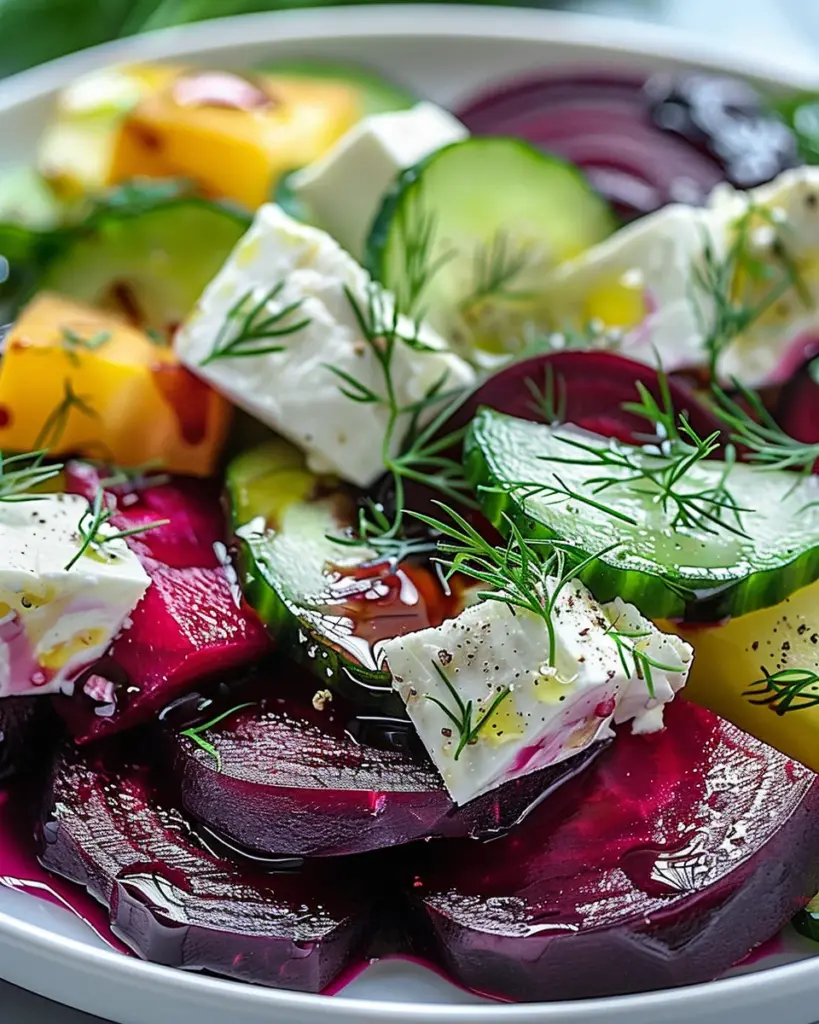 Beet Salad with Feta, Cucumbers, and Dill