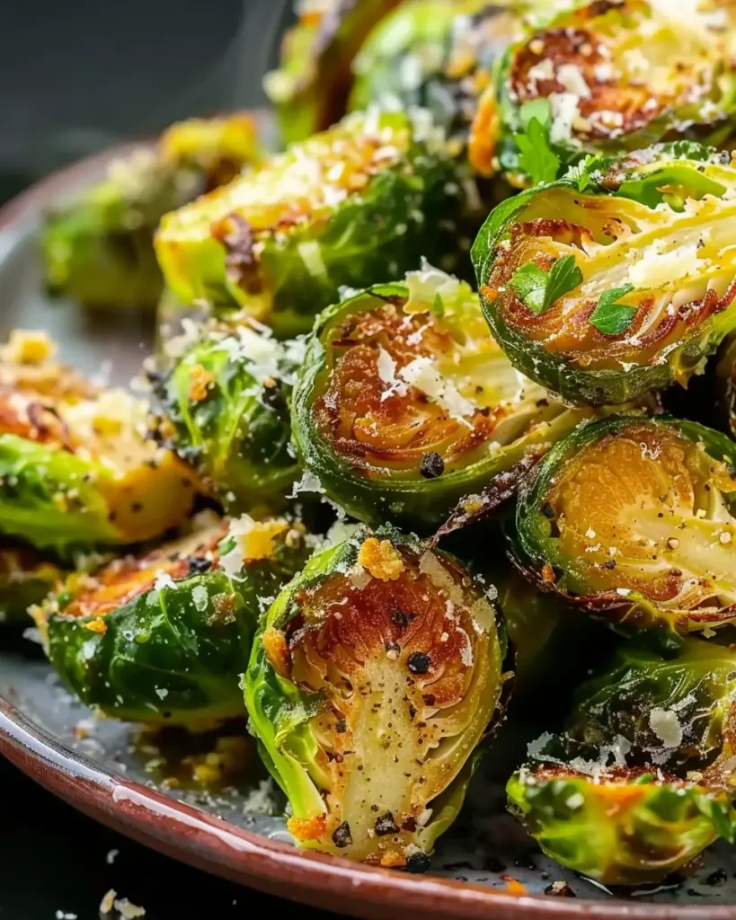 Crispy Garlic Parmesan Brussels Sprouts