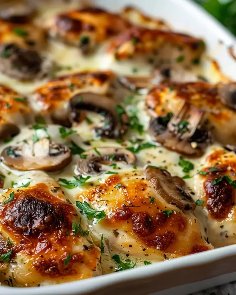 Keto Garlic Mushroom Chicken Casserole