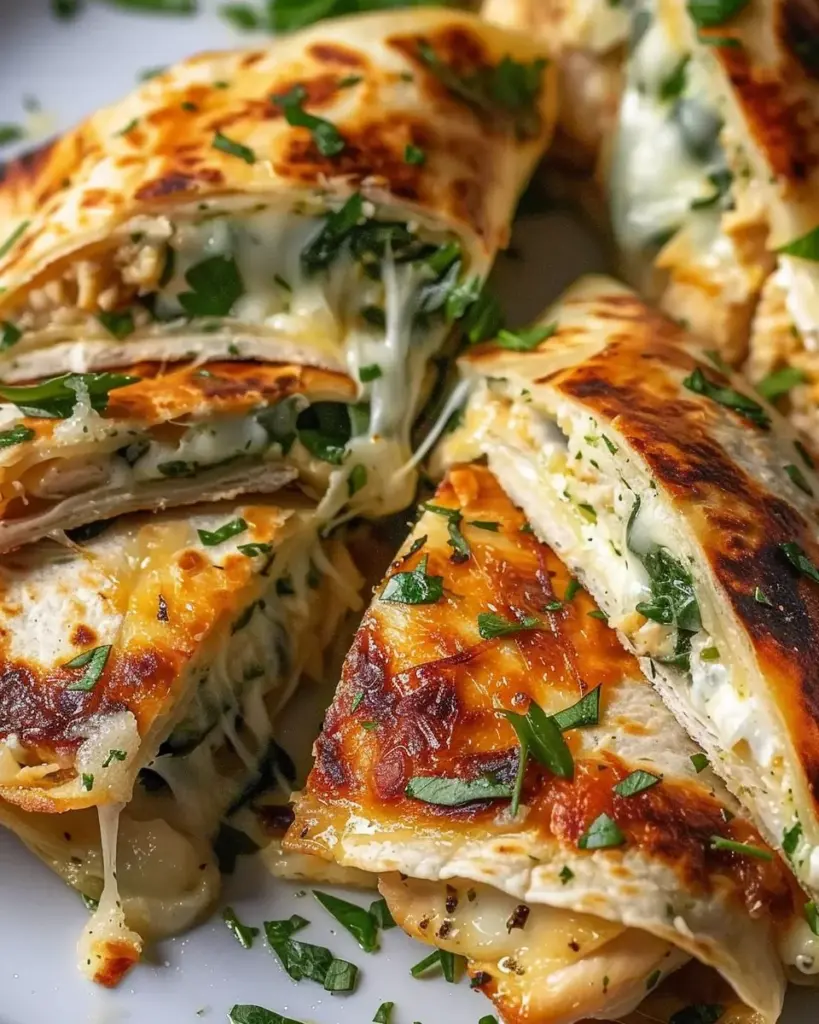 Savory Baked Cheese and Garlic Chicken Wraps with Fresh Herbs
