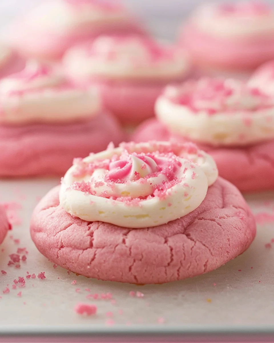 Copycat Crumbl Pink Velvet Cookies with a Cake Mix