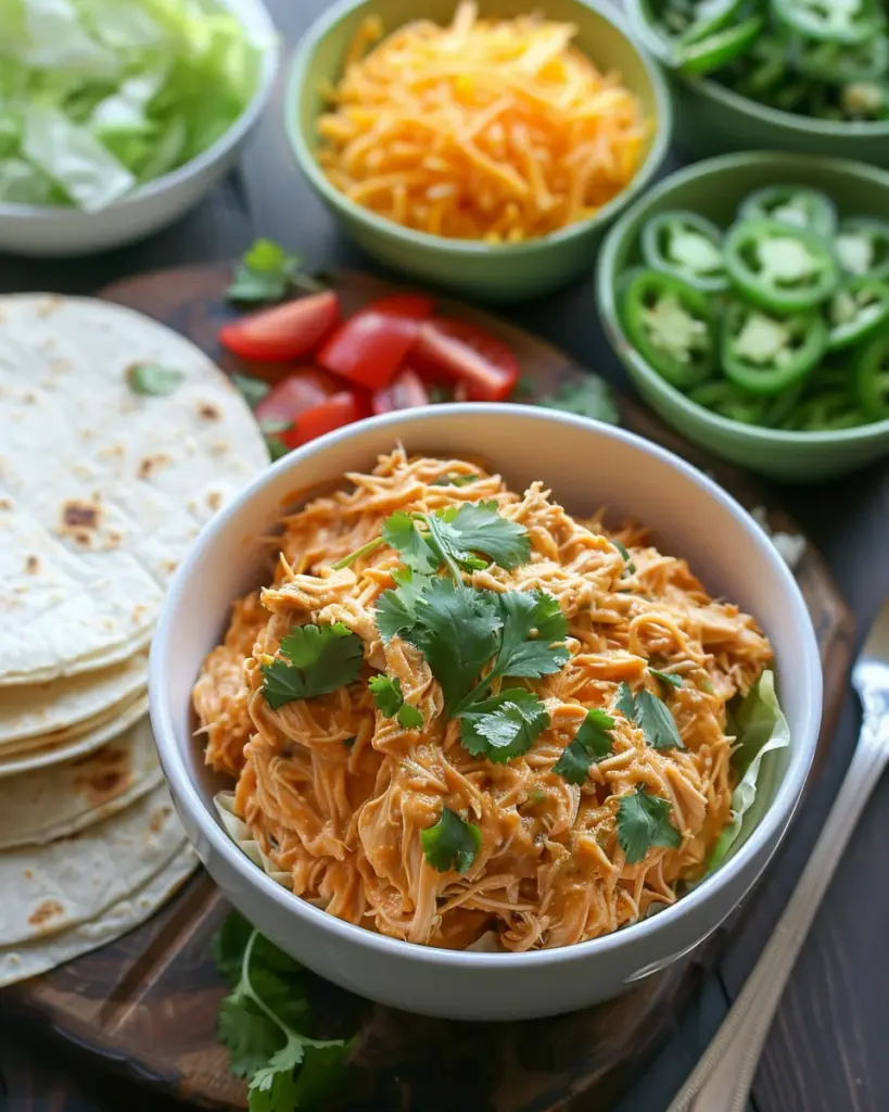 Slow Cooker Queso Chicken Tacos