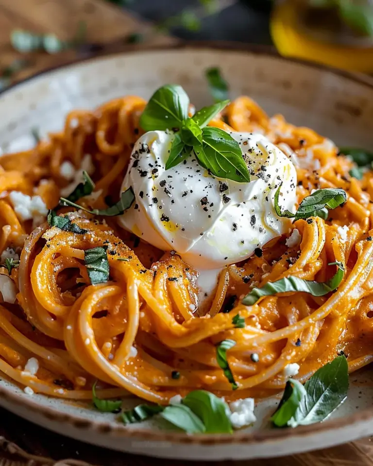 Creamy Red Pepper Pasta with Burrata & Herbs: An Incredible Ultimate Recipe