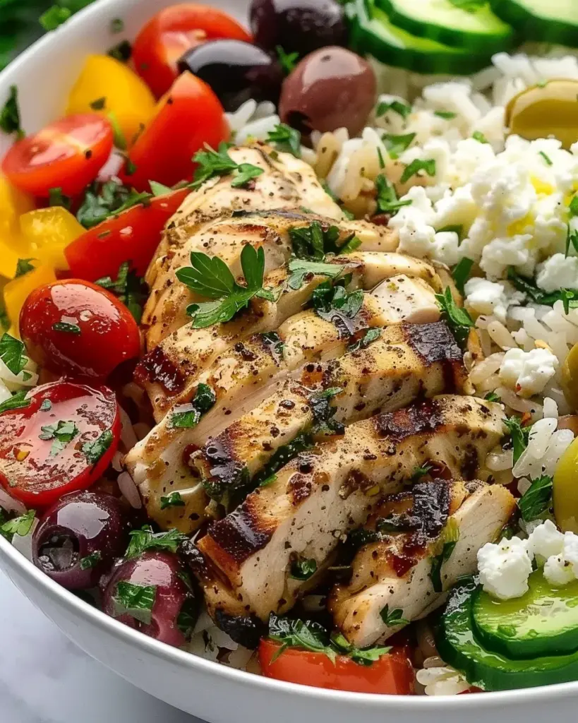 Mediterranean Chicken and Rice Bowl