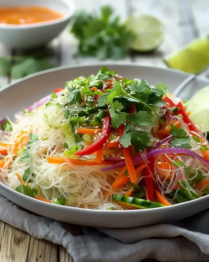 Asian Noodle Salad with Ginger-Lime Dressing Recipe