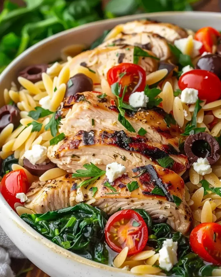 High Protein Mediterranean Chicken Orzo