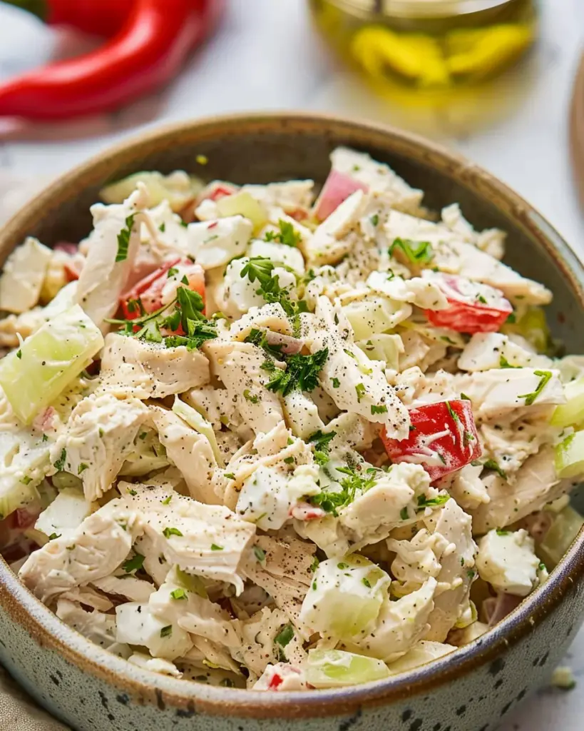 Easy High Protein Feta Chicken Salad