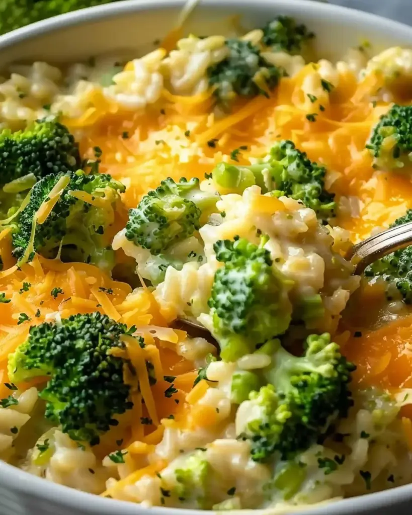 Creamy Cheesy Broccoli Rice Casserole