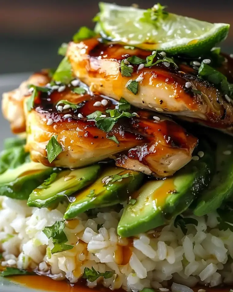 Tangy Honey Lime Chicken & Avocado Rice Stack That Delights