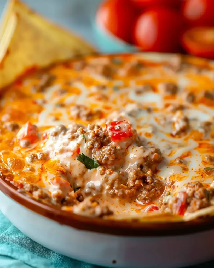Easy Rotel Dip with Ground Beef and Sour Cream