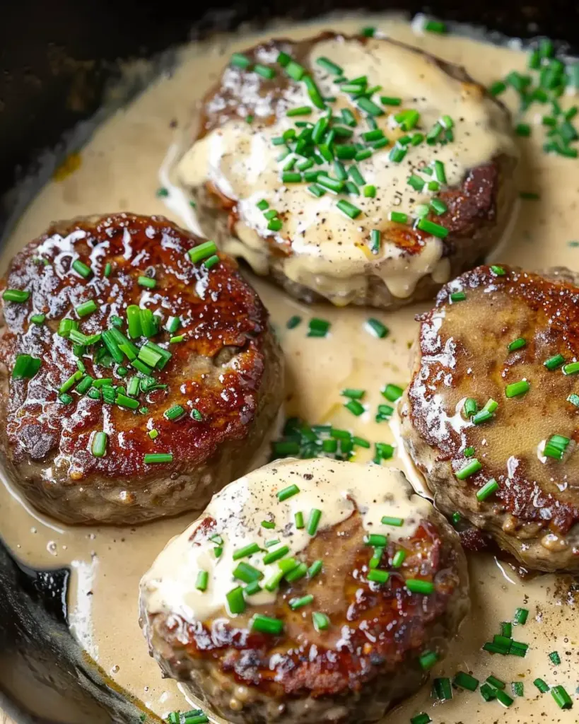 Hamburger Steaks with Creamy Whiskey Sauce