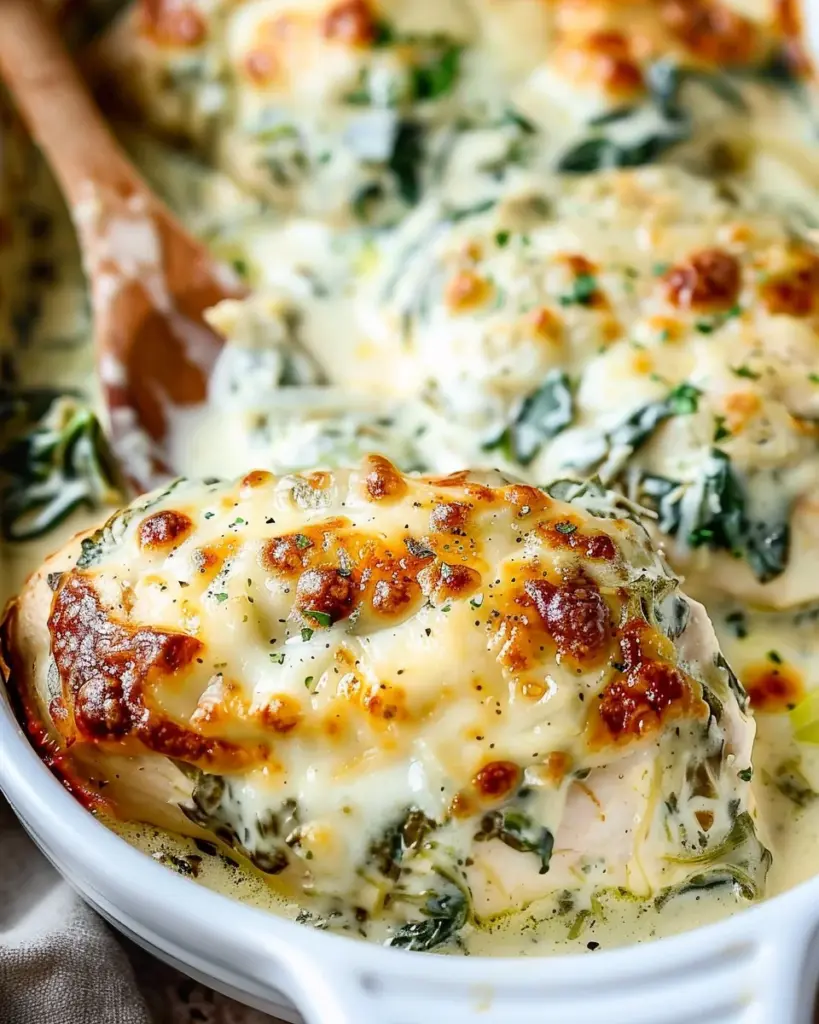 The Perfect Spinach and Artichoke Chicken Bake