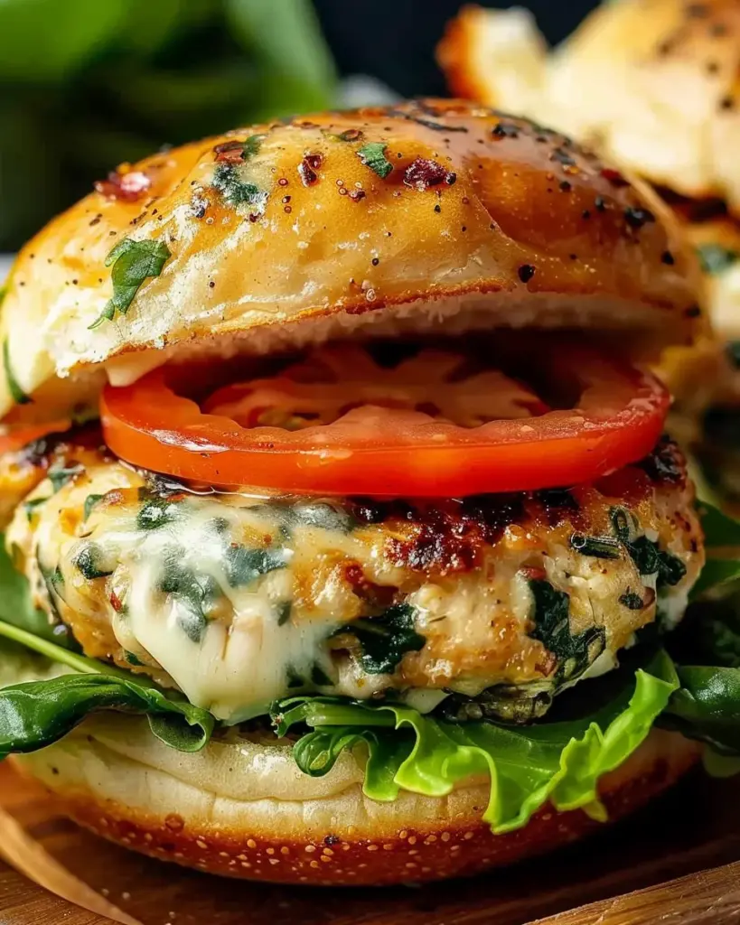 White Cheddar Spinach Chicken Burgers