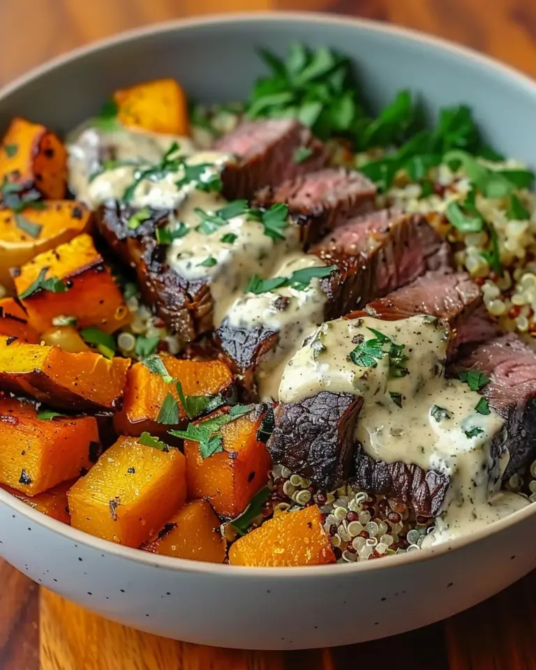 Savory Butternut Squash & Garlic Herb Steak Bowls