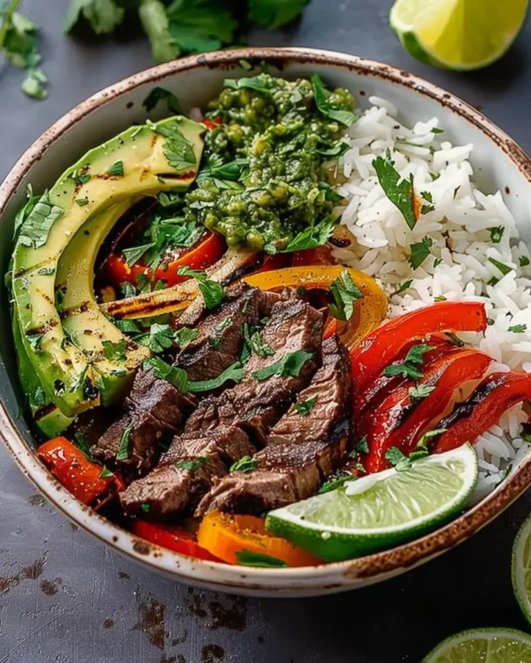 Easy Smoky Steak Bowl with Veggies and Rice