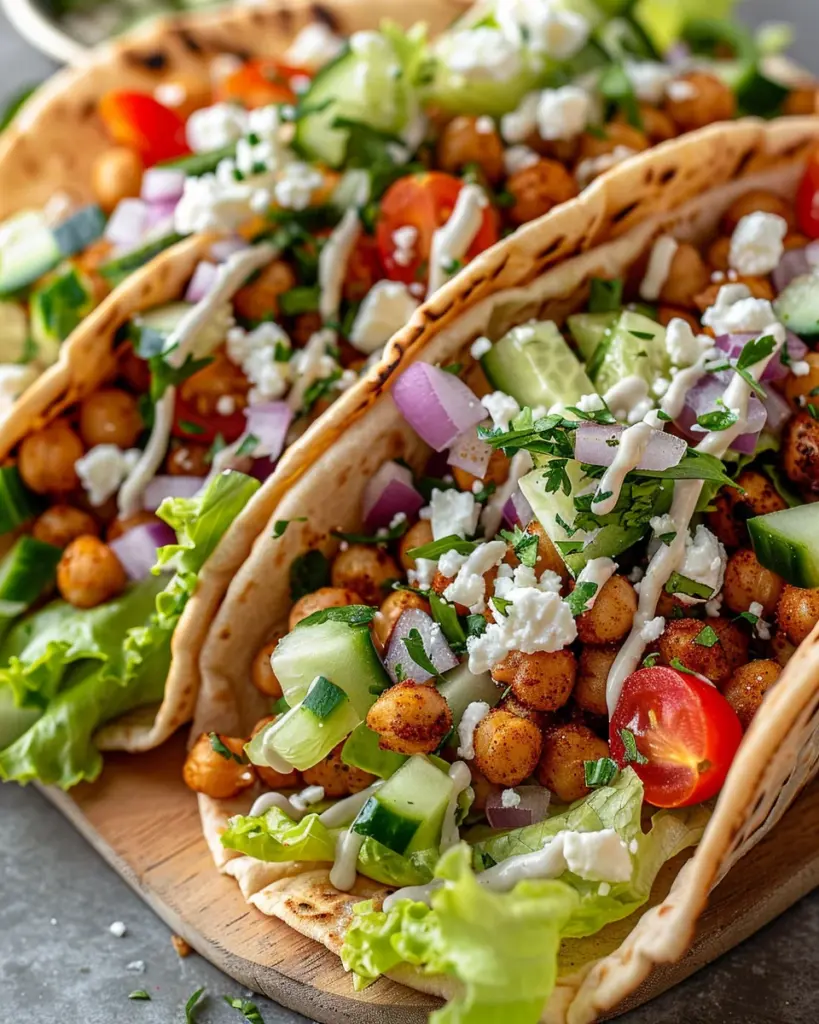 Mediterranean Chickpea Pita Tacos