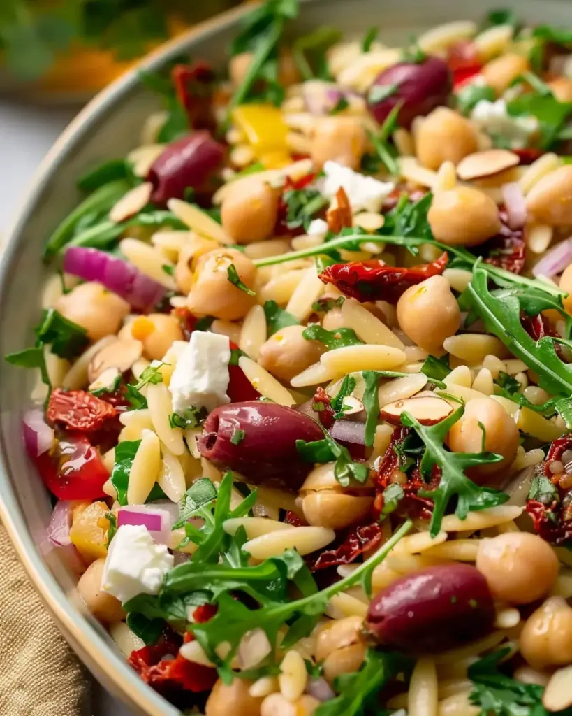 Simple Mediterranean Chickpea and Orzo Salad
