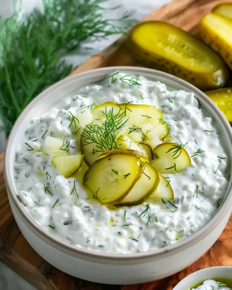 Creamy Dill Pickle Cottage Cheese Dip