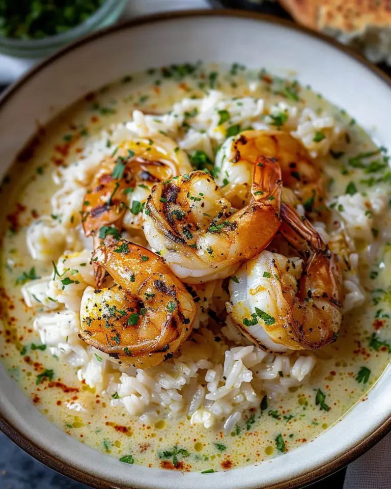 Creamy Garlic Butter Shrimp over Rice Recipe