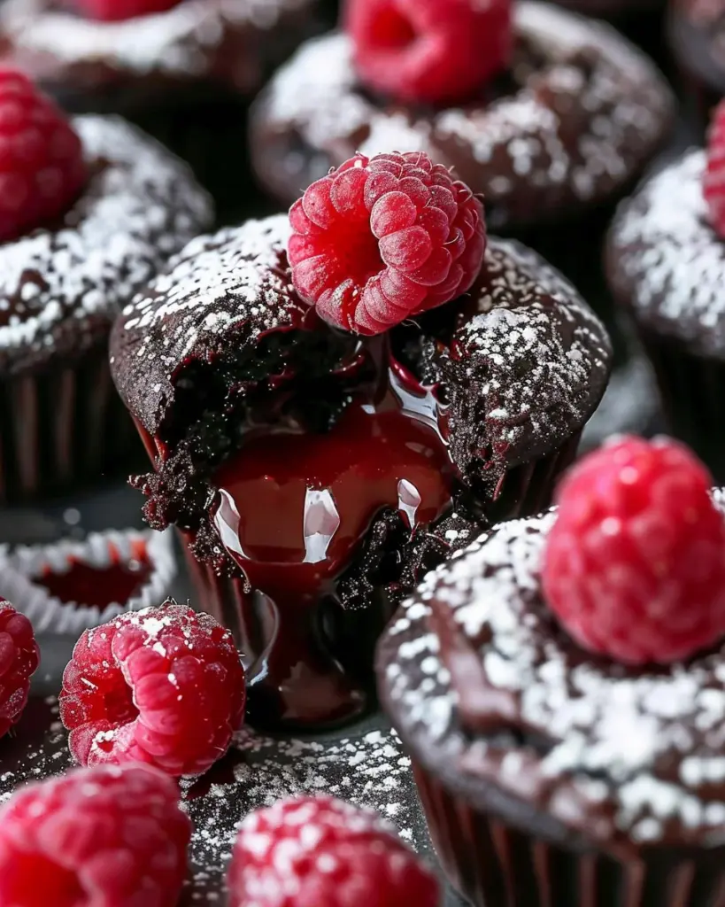 Raspberry Chocolate Lava Cupcakes
