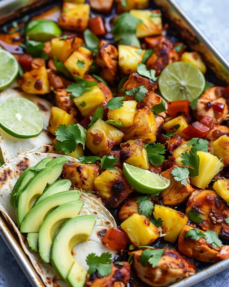 One Pan Chicken & Pineapple Tacos