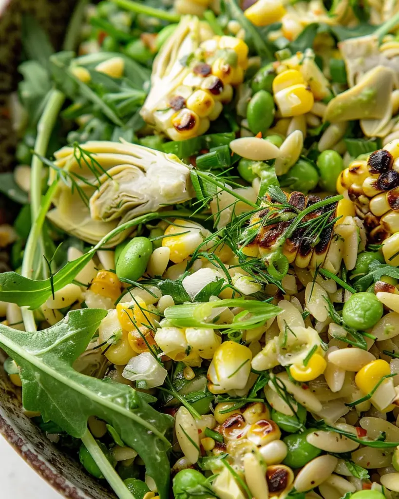 Grilled Corn Orzo Salad with Scallion Dill Dressing