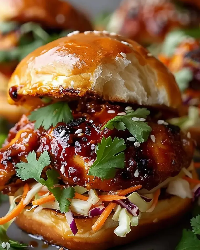 Spicy Korean BBQ Chicken Sandwich with Crispy Slaw