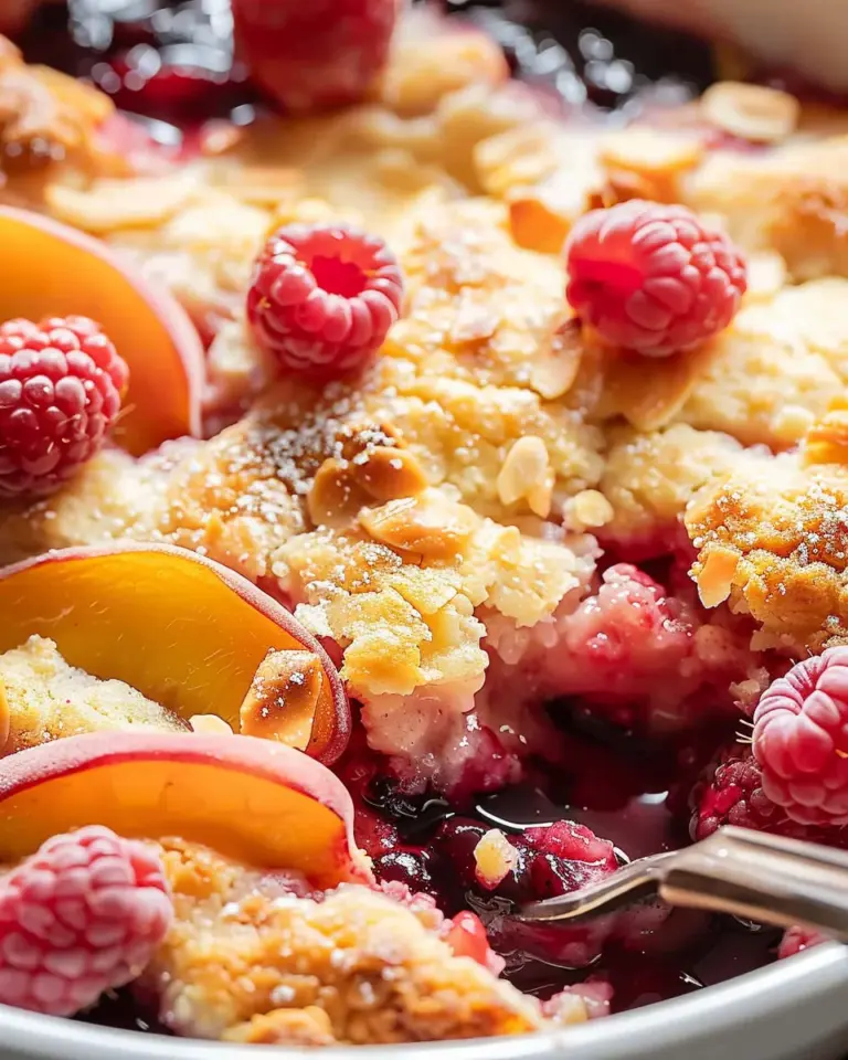 Easy Peach and Raspberry Cobbler